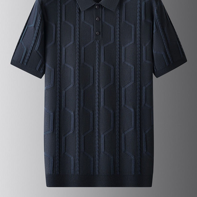 Herren-Poloshirt mit geometrischer Struktur aus Strukturstrick - Matteo