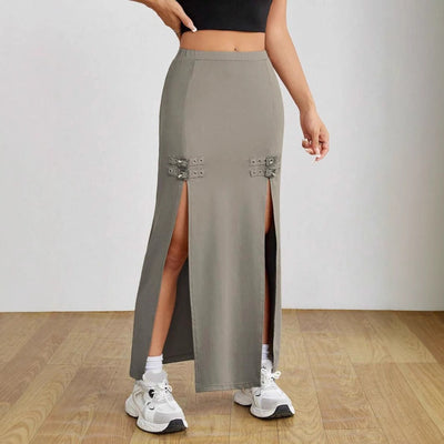 Langer Damenrock mit Seitenschlitzen im urbanen Stil - Victoria