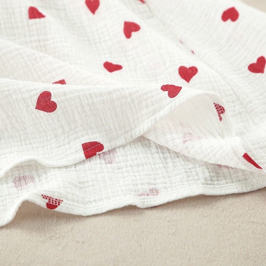 Langes ärmelloses Baumwollkleid mit Herzchenprint - Mieke