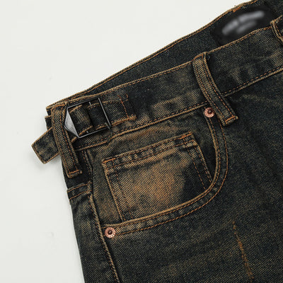 Gewaschene Denim-Jeans für Herren mit Used-Effekt und geradem Schnitt - Lennart