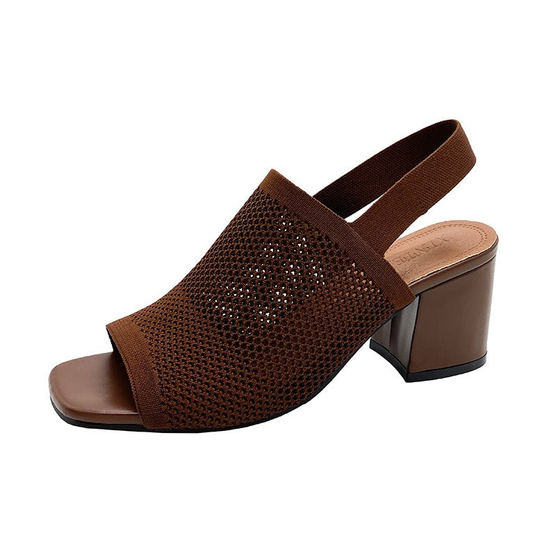 Atmungsaktive Damen-Sandale mit breitem Absatz - Danitza