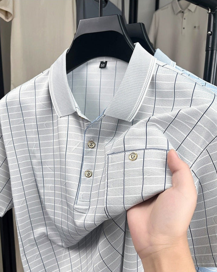 Herren-Poloshirt im klassischen Stil aus atmungsaktivem Stoff mit Tasche - Gerardo