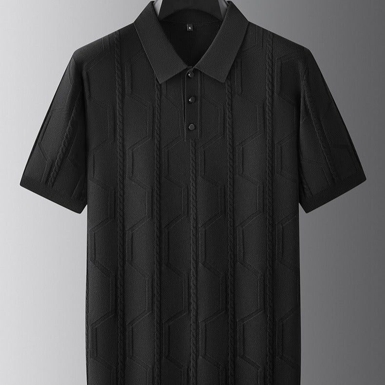 Herren-Poloshirt mit geometrischer Struktur aus Strukturstrick - Matteo