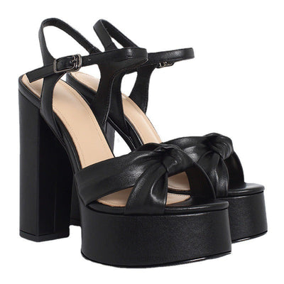 Damen Plateausandalen aus Kunstleder mit geknotetem Design - Mireille