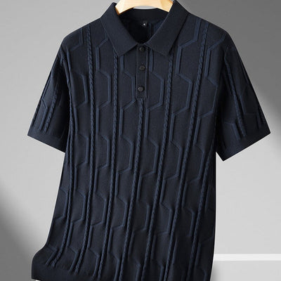 Herren-Poloshirt mit geometrischer Struktur aus Strukturstrick - Matteo