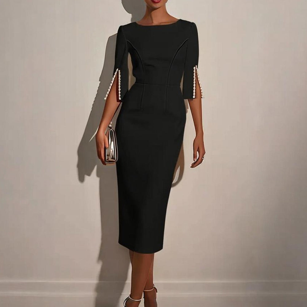 Elegantes Damen-Midikleid mit Perlendetail - Amaia