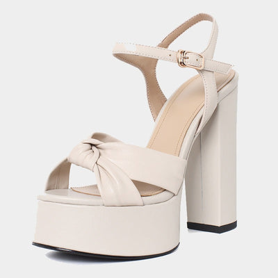 Damen Plateausandalen aus Kunstleder mit geknotetem Design - Mireille