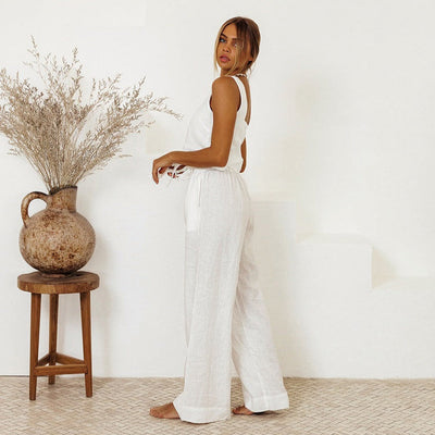 Locker sitzendes Strumpfhalter-Set aus Leinen für Damen - Martina