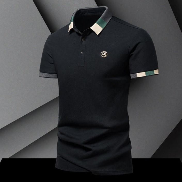 Gestricktes Herren-Poloshirt mit geometrischer Struktur und langen Ärmeln - Joan