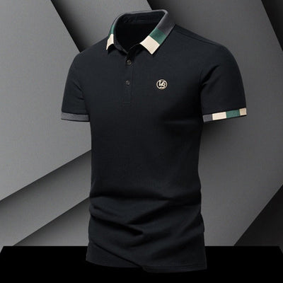 Gestricktes Herren-Poloshirt mit geometrischer Struktur und langen Ärmeln - Joan