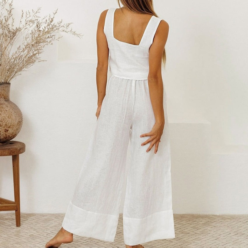 Locker sitzendes Strumpfhalter-Set aus Leinen für Damen - Martina