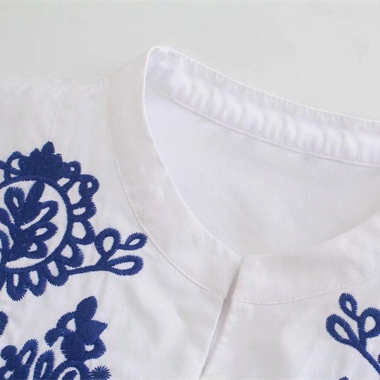 Kurzes besticktes Baumwollkleid im Ethno-Stil für Frauen - Irati