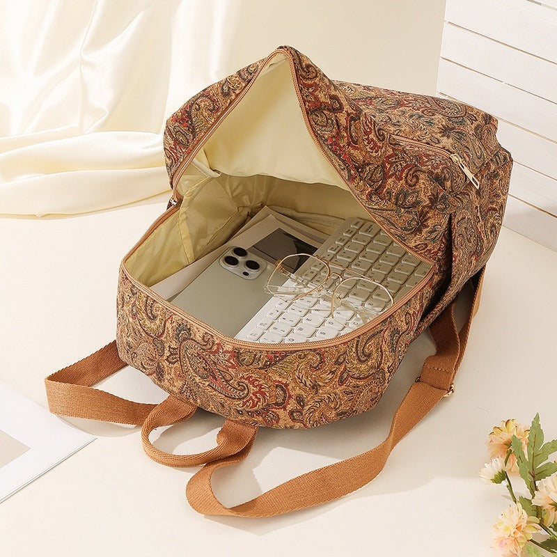 Bedruckter Stoff Rucksack mit großer Kapazität Vintage-Stil - Francis