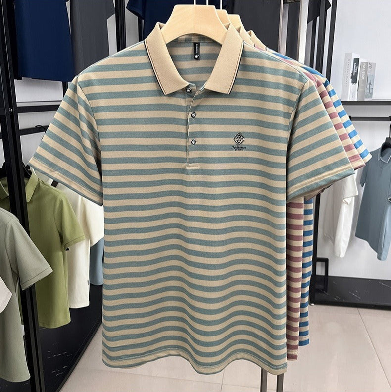 Gestreiftes Herren-Strickpolohemd mit klassischem Kragen - Marc