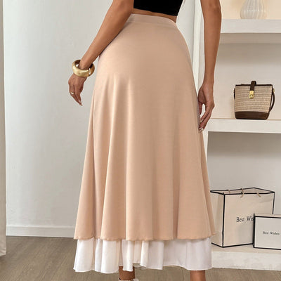 Langer fließender doppellagiger Satinrock für Damen - Remi