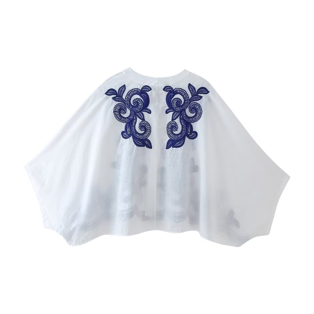 Damenset mit blumenbestickter Bluse und Rock im Bohème-Stil - Alondra