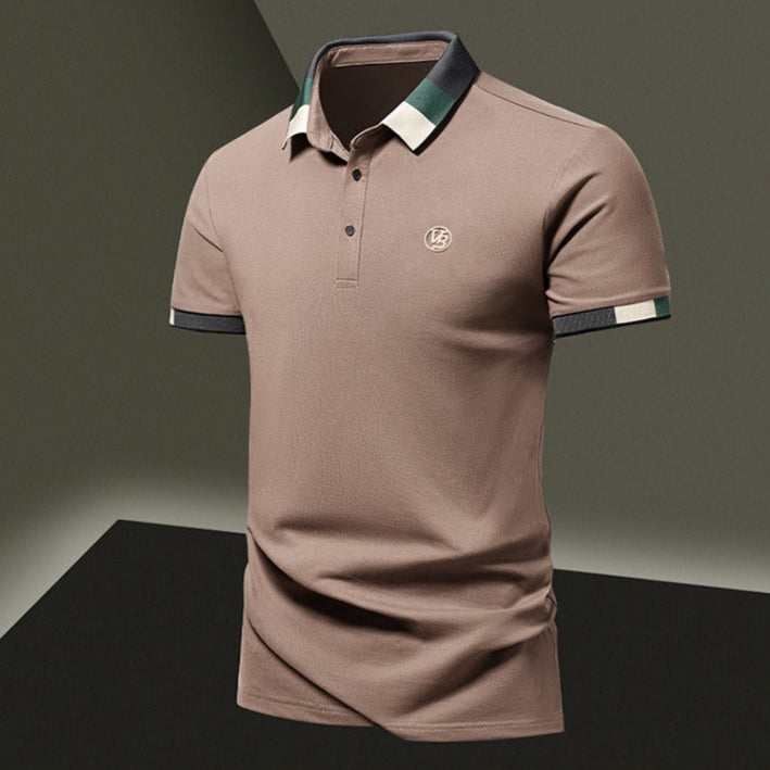 Gestricktes Herren-Poloshirt mit geometrischer Struktur und langen Ärmeln - Joan