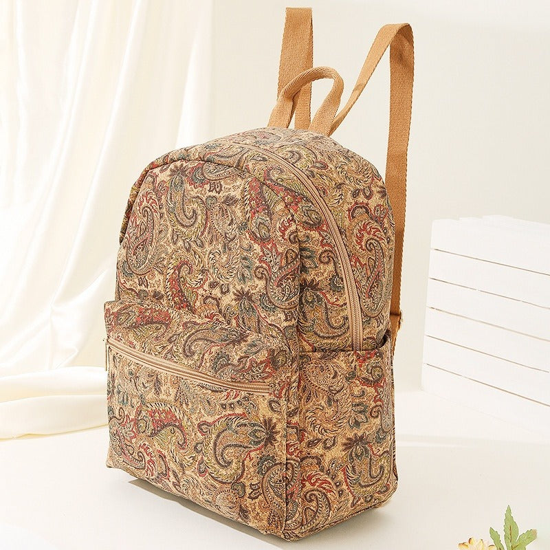 Bedruckter Stoff Rucksack mit großer Kapazität Vintage-Stil - Francis
