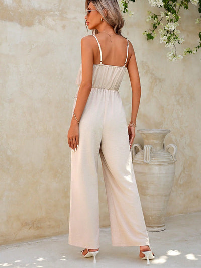 Trägerloser Damen Jumpsuit mit Rüschen im Palazzo Stil - Amira