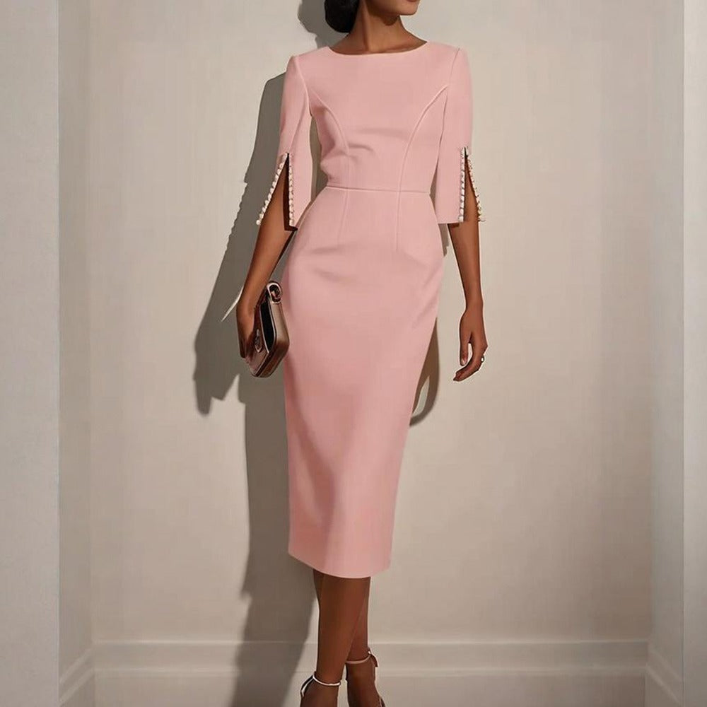 Elegantes Damen-Midikleid mit Perlendetail - Amaia