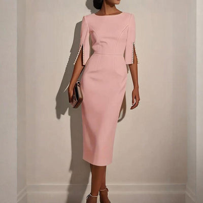 Elegantes Damen-Midikleid mit Perlendetail - Amaia