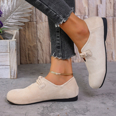 Flache Damen-Wildlederschuhe mit minimalistischem Design - Miriam