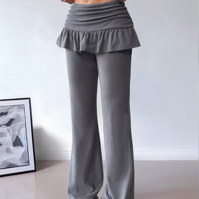 Ausgestellte Hose aus Baumwolle mit Rüschen - Solène