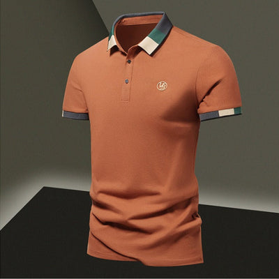 Gestricktes Herren-Poloshirt mit geometrischer Struktur und langen Ärmeln - Joan