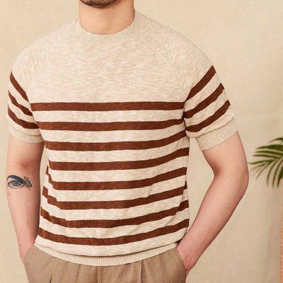 Herren-T-Shirt aus Feinstrick mit horizontalen Streifen - Benoît