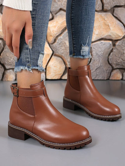 Damenstiefelette aus Synthetikleder mit dekorativer Schnalle - Nadia