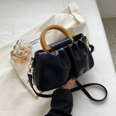 Damenhandtasche aus Leder mit Rüscheneffekt, moderner Stil - Amélie