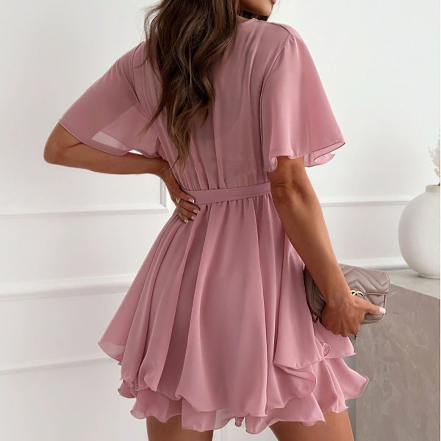 Kurzes Damenkleid mit überkreuztem Ausschnitt - Maëlle