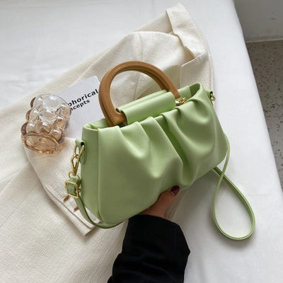 Damenhandtasche aus Leder mit Rüscheneffekt, moderner Stil - Amélie