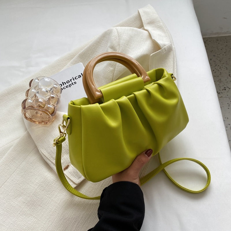 Damenhandtasche aus Leder mit Rüscheneffekt, moderner Stil - Amélie