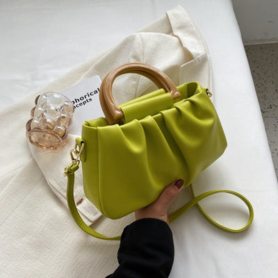 Damenhandtasche aus Leder mit Rüscheneffekt, moderner Stil - Amélie