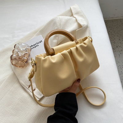 Damenhandtasche aus Leder mit Rüscheneffekt, moderner Stil - Amélie