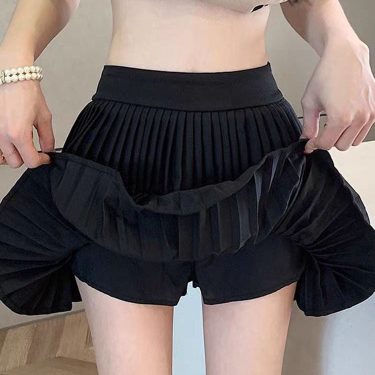 Damen Minirock aus Chiffon mit Falten und ausgestelltem Schnitt - Maëlle