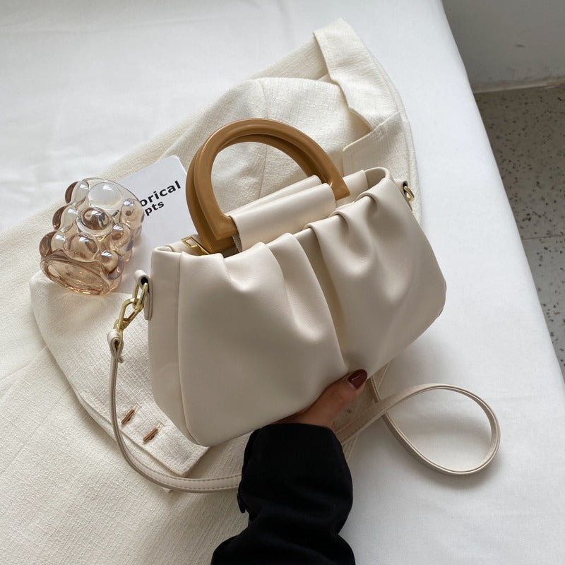 Damenhandtasche aus Leder mit Rüscheneffekt, moderner Stil - Amélie