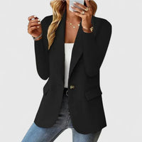 Ingrid | Damen Klassischer Regular Fit Knopf Blazer in Schwarz