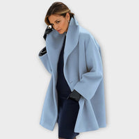 Adelheid® | Premium Winddichter Wollmantel in Blau
