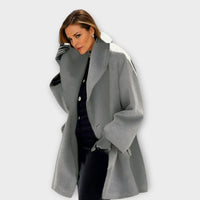 Adelheid® | Premium Winddichter Wollmantel in Grau