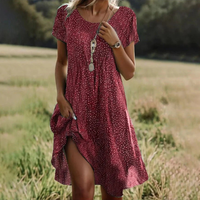 Jola | Stilvolles Boho-Midikleid in Rot