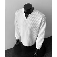 Jonas | Herren Grobstrick Pullover mit V-Kragen in Weiß