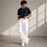 Jonathan | Herren Lässige Wide Leg Freizeithose in Weiß