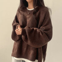 Wera | Damen Oversized Langärmliger Pullover in Braun