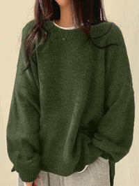 Wera | Damen Oversized Langärmliger Pullover in Grün
