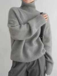 Josephine | Damen Wollmix Strick Rollkragenpullover in Grau