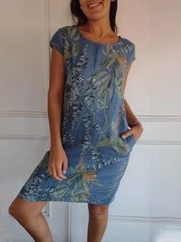 Lillian™ - Lässiges bedrucktes Kleid in Blau