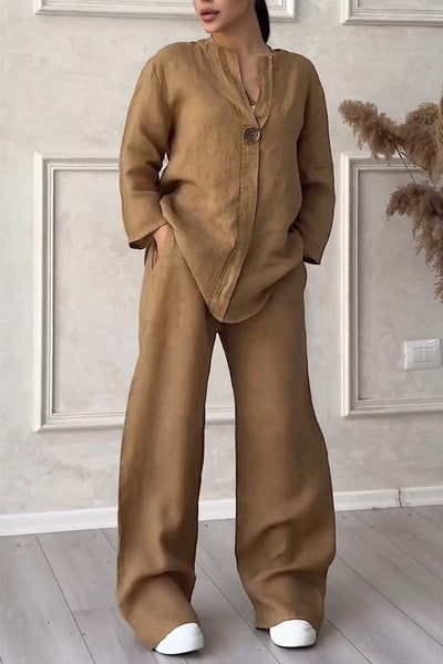 Langärmeliges Oberteil und Hosen-Set für Damen