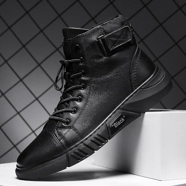 Schwarze Handgemachte Lederstiefel - NoirCraft